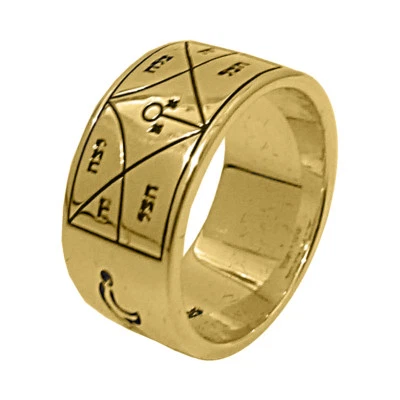 Ring Seal of Angel Raziel King Solomon Silver 925 Gold Plated 24ct (6-13 sizes) - Image 1 of 4