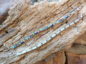 Double Sided Multi Gemstone & Opal Sterling Silver 925 Adjustable Bracelet AO13 - Picture 1 of 16