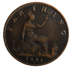 1881 H WIELKA BRYTYJSKA FARTHING - WCZESNA RZADKA DATA Doskonała moneta vintage -Partia #Y3