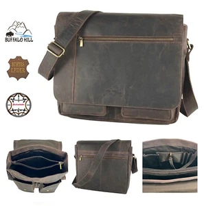 Aktentasche Organizer Büffel Leder Messenger Tasche Notebook Laptop Cross Bag - Bild 1 von 9