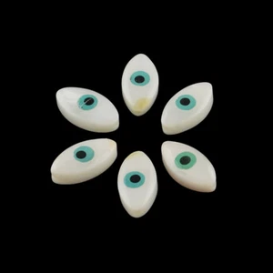 50pcs Unique Natural Freshwater Shell Beads Evil Eye Loose Beads Craft 15~16mm - Picture 1 of 2