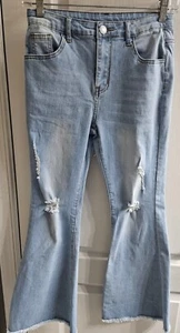 "JEANS" GIRLS VINTAGE STYLE DISTRESSED BELL BOTTOM STRETCH JEANS - 11-12- NWOT! - Picture 1 of 7