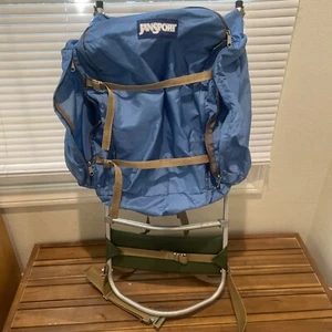 Vintage Jansport Metal Frame Backpack Hip Wings Hiking Camping Made In USA Blue - Bild 1 von 13