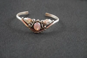VINTAGE SOUTHWESTERN STERLING KAY JOHNSON ANGLO CUFF BRACELET - Picture 1 of 3