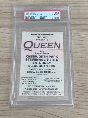 1986 QUEEN FREDDIE MERCURY FINAL SHOW TICKET PSA - Image 1 of 2