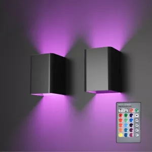 2PCS LED Wall Lights Remote RGB Wall Sconce Lighting Up Down Indoor Wall Lamps - Picture 1 of 10