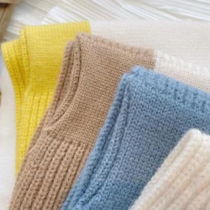 Short Autumn Winter Cross Knit Scarf Colorblocked Winter Scarf Warm Neck - Bild 1 von 16
