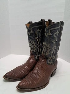 Tony Lama Brown Lizard Thunder Buffalo Cowboy Boots Mens Size 12A - Picture 1 of 13