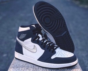 navy jordan ones