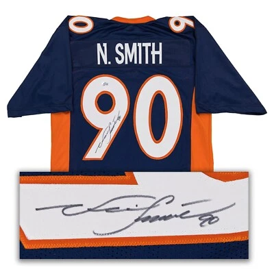Jersey NEIL SMITH Autografiado Denver Broncos Personalizado Azul Marino -Beckett Foto 1 de 4