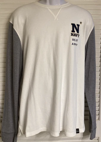 Men's Under Armour Navy Midshipmen L/S Waffle Shirt, Navy Beat Army, XL Cover