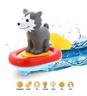 Boat Racer Buddy, Finger Puppet 3-in-1 Pull 'n Go Baby Toddler Bath Toy- Wolf