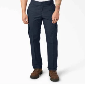 Dickies Men's WP595 Flex Regular Fit Straight Leg Work Cargo Pants 50 x 30 Navy - Picture 1 of 3