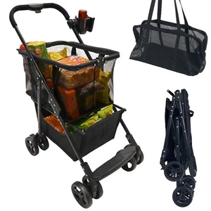 80 lbs Newly Upgraded Foldable Personal Portable Shopping Cart Grocery Cart - Picture 1 of 9