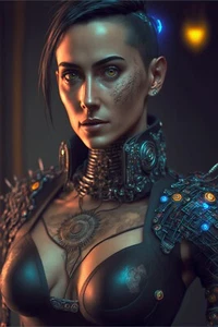 Estampado de arte futurista luminoso de ciencia ficción Cyberpunk Princess 564177300 - Imagen 1 de 1