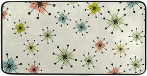 Vintage Atomic Stars Retro Kitchen Rug Indoor Outdoor Non-Slip Kitchen Rug Comf - Picture 1 of 6