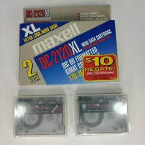 2 pack of Maxell DC 2120 XL Mini Data Cartridges Back Up Tape 120 MB Unused - Picture 1 of 5