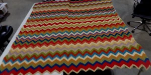 Handmade AFGHAN Blanket Big Thick RIPPLE PATTERN Multi Color 72" long x 60" wide - Picture 1 of 7