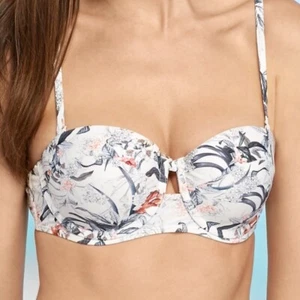 Top bikini Rachel Roy nuovo con etichette grande floreale modellato coppa reggiseno costume da bagno spalline - Foto 1 di 9