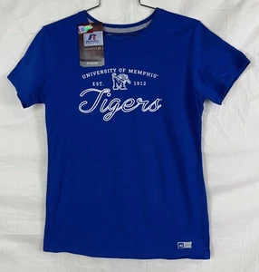 MEMPHIS TIGERS NCAA WOMENS LADIES BLUE T-SHIRT BY RUSSELL S M L XL FREE SHIP - Picture 1 of 2