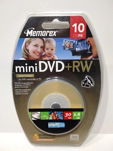 Memorex Mini DVD + RW 10er-Pack wiederbeschreibbare DVD für DVD Camcorder oder PC NEU VERSIEGELT - Bild 1 von 3