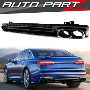 Diffusore posteriore diffusore scarico nero per AUDI A6 C8 S-Line berlina Avant 2018+ - Foto 1 di 12