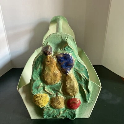 Paper Mache Basket Pressed Fruit Easter Vintage - Image 1 of 4