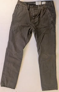 Abercrombie and Fitch Olvie Grn ButtonFly Twill Pants Plaid Lined 31x32 Distress - Picture 1 of 10