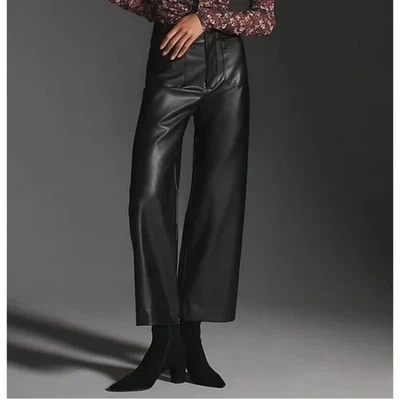 Maeve by Anthropologie The Colette Faux Leather Wide Leg Pants Size 29 Black - image 1 of 4