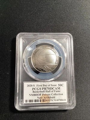 2020-S Basketball HOF Commemorative PCGS PR70DCAM NMBHOF Private Collect Nate A. - Image 1 of 2