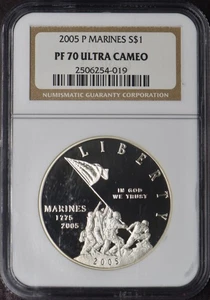 2005-P Marines Commemorative Silver Dollar - NGC PF70 Ultra Cameo - ✪COINGIANTS✪ - Picture 1 of 2