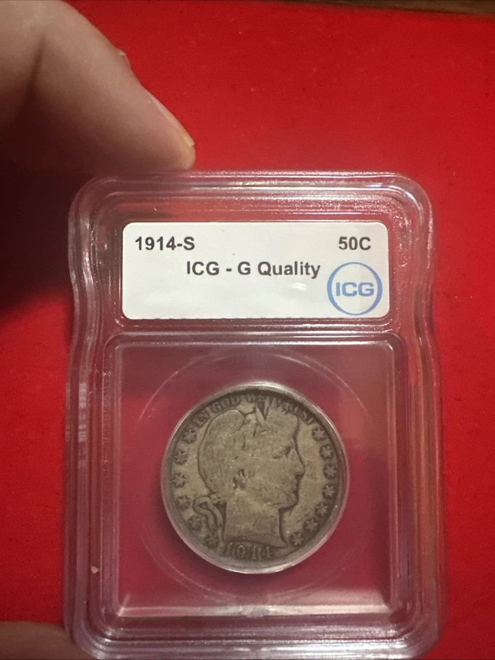 1914 S Barber Half Dollar  ICG-G Quality 90% Silver Slabbed Details  - Image 1 of 4