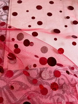 Sew Sweet Red Glitter Metallic Dot Xmas Holiday Fabric 6 yards, x 58" Wide NWOT - Image 1 of 4