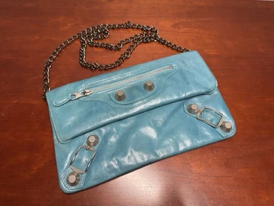 Bolsa de ombro Balenciaga Clutch couro aquático/azulado - Bolsa / Bom estado - Imagem 1 de 4