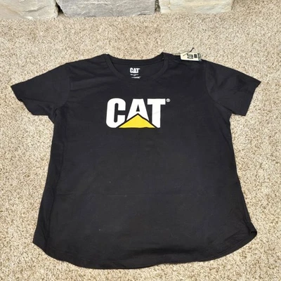 Women's CAT Top Size L Workwear Business Tradie Black T-Shirt Work New! - Image 1 of 4