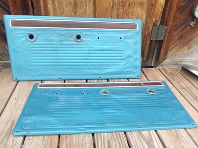 1967-1971 Chevrolet GMC Truck OEM Blue Wood Grain Door Panels - Image 1 of 4