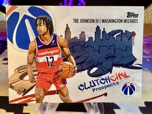 Tarjeta de novato 2025-26 Tre Johnson III Topps Clutch City Prospects #CC-6 Wizards - Imagen 1 de 2
