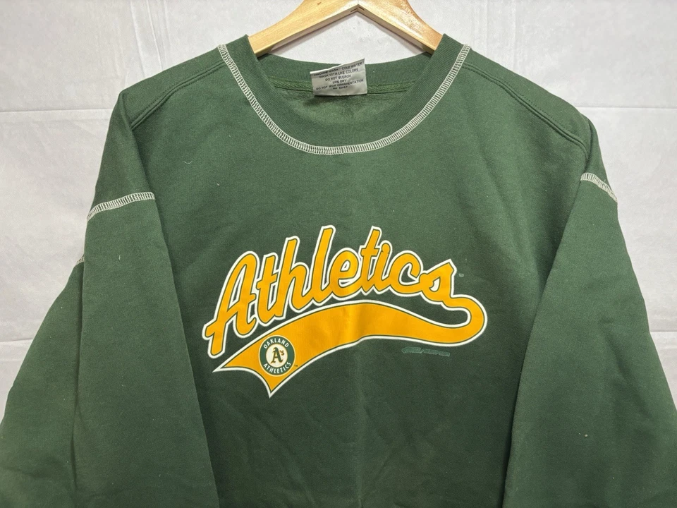 Sudadera Oakland Athletics Vintage Cuello Redondo Y2K Para Hombre Grande Verde Majestuosa Foto 1 de 4