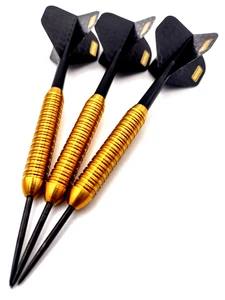 40g Heavy 90% Gold Tungsten Dart Set Barrels, Stems + Pentathlon Dart Flights - Picture 1 of 18
