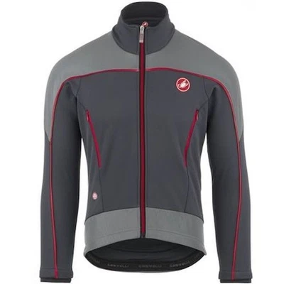 Castelli Windstopper Cycling Jacket Thermofleece Full Zip Men LARGE Grey Red - Image 1 of 4