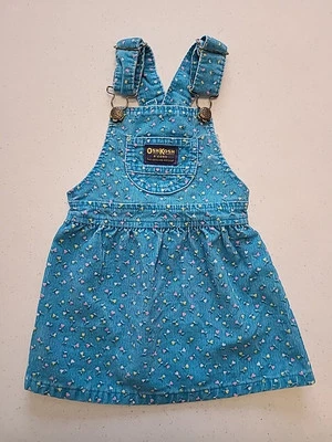 De Colección 2T OshKosh EE. UU. Azul Pana Floral Jersey Mono Vestido Cottagecore Y2K Foto 1 de 4