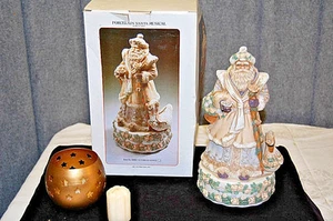 Portacandele musicale vittoriano Babbo Natale e stella dorata con due candele XM625 - Foto 1 di 9