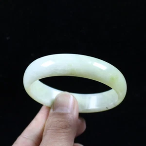 61mm Chinese 100% Nature New White Green Xiuyu Jade Gems Bangle Bracelet j7603 - Picture 1 of 10