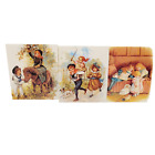 3 mini tirages d'art de l'époque victorienne Gordon Fraser cartes vierges enfants jouant au poney