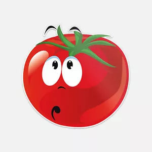 Adesivo vinile divertente cartone animato pomodoro sorridente espressione confusa decalcomania - Foto 1 di 1