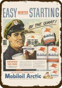 1948 MOBIL MOBILOIL Vintage Look REPLICA METAL SIGN SERVICE STATION ATTENDANT - Picture 1 of 1