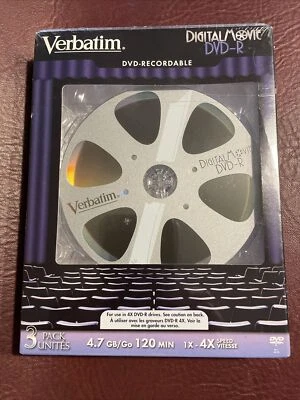 Verbatim Digital Movie DVD+R. 3 Pack, 4.7 GB, 120 Min, 1x-4x Speed Vitesse New - Image 1 of 3