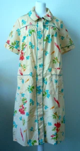 Vintage 70er Made In British Crown Damen Blumen Morgenmantel 60% Baumwolle # 36471 Gr-M - Bild 1 von 10
