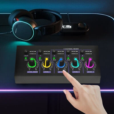4-Kanal Line Mixer Unterst��tzung Mono Stereo-Audio-Mischpult Mischer Audiomixer - Bild 1 von 4