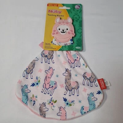 Nuby Teething Blankie Blanket 0+ Months BPA Free Silicone Teether Llama NWT - Image 1 of 4